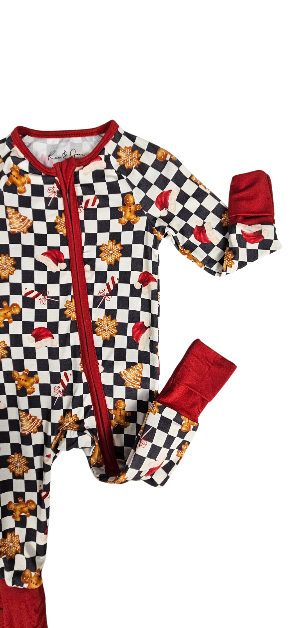 Checkered Christmas Zip Footie