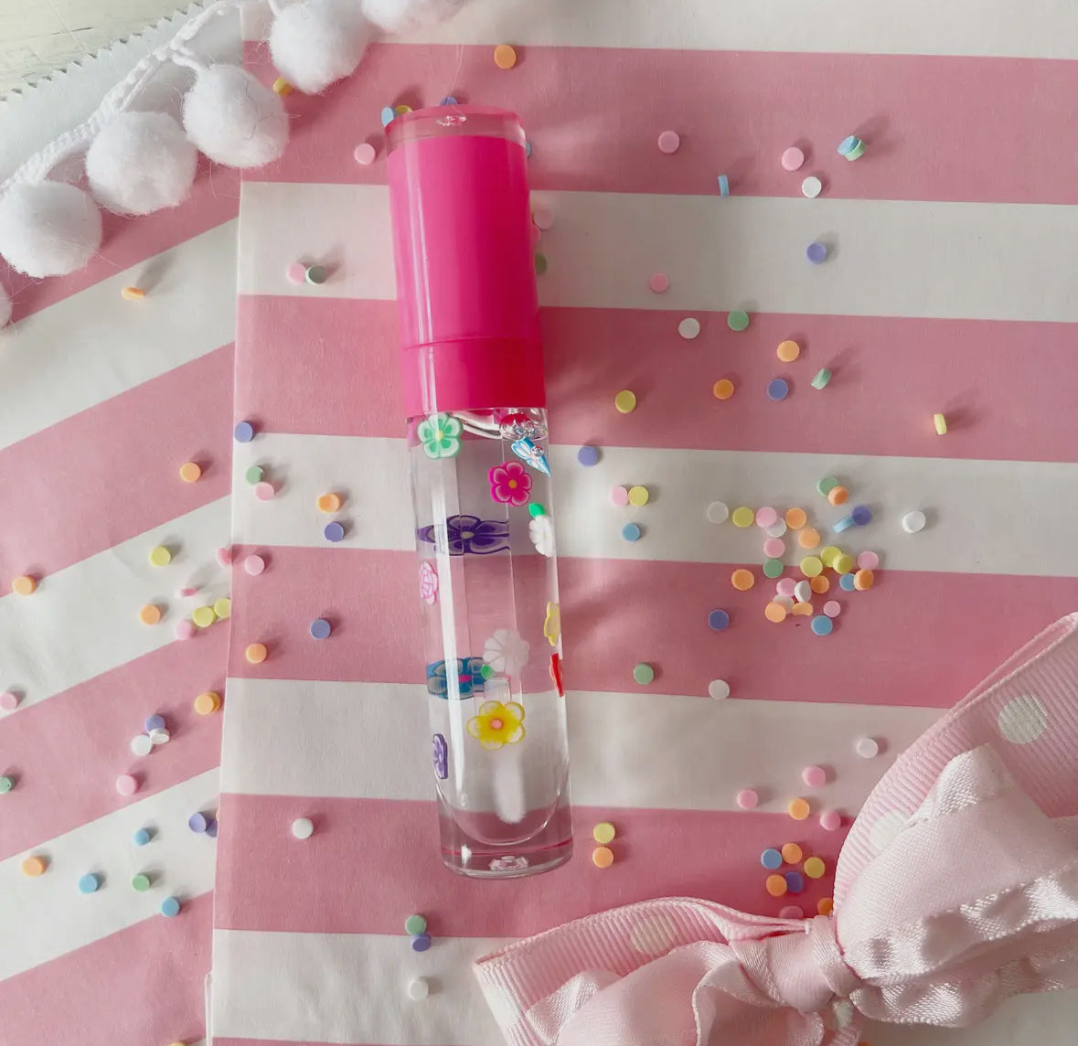 Rainbow Flowers Raspberry Wand Lip Gloss