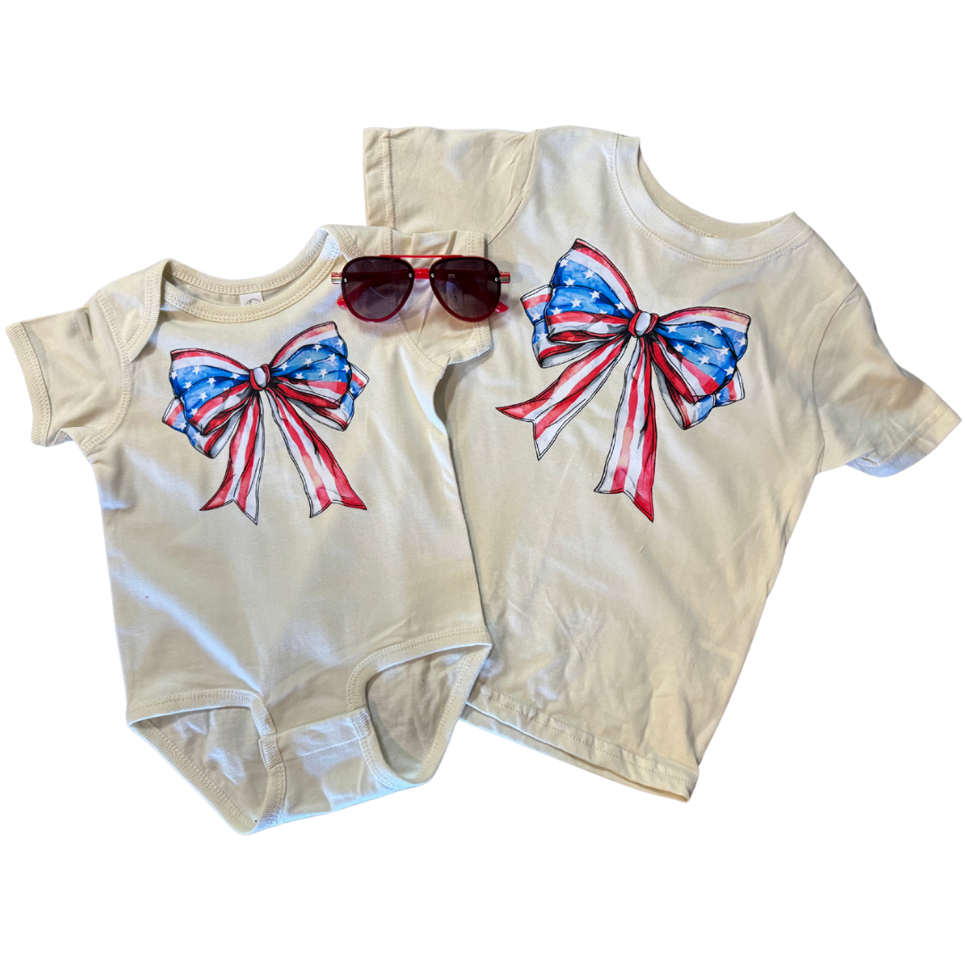 Red White & Blue Bow Graphic Tee