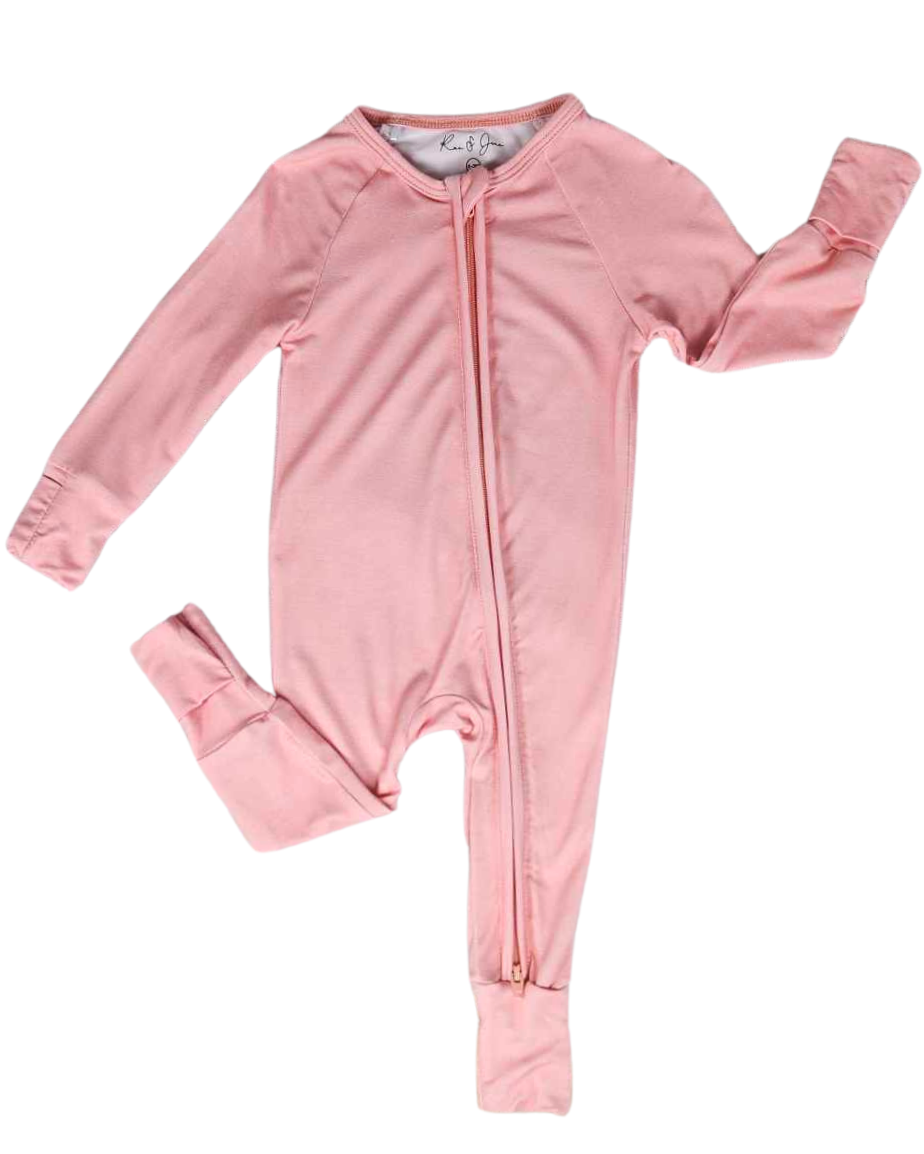 Coral Pink Zip Footie