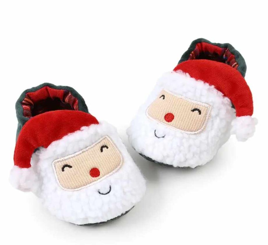 Green Infant Santa Slippers