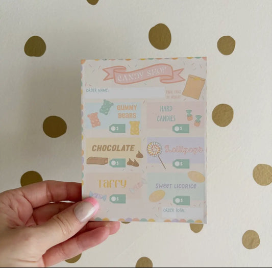 Candy Shop Imaginative Play Notepad