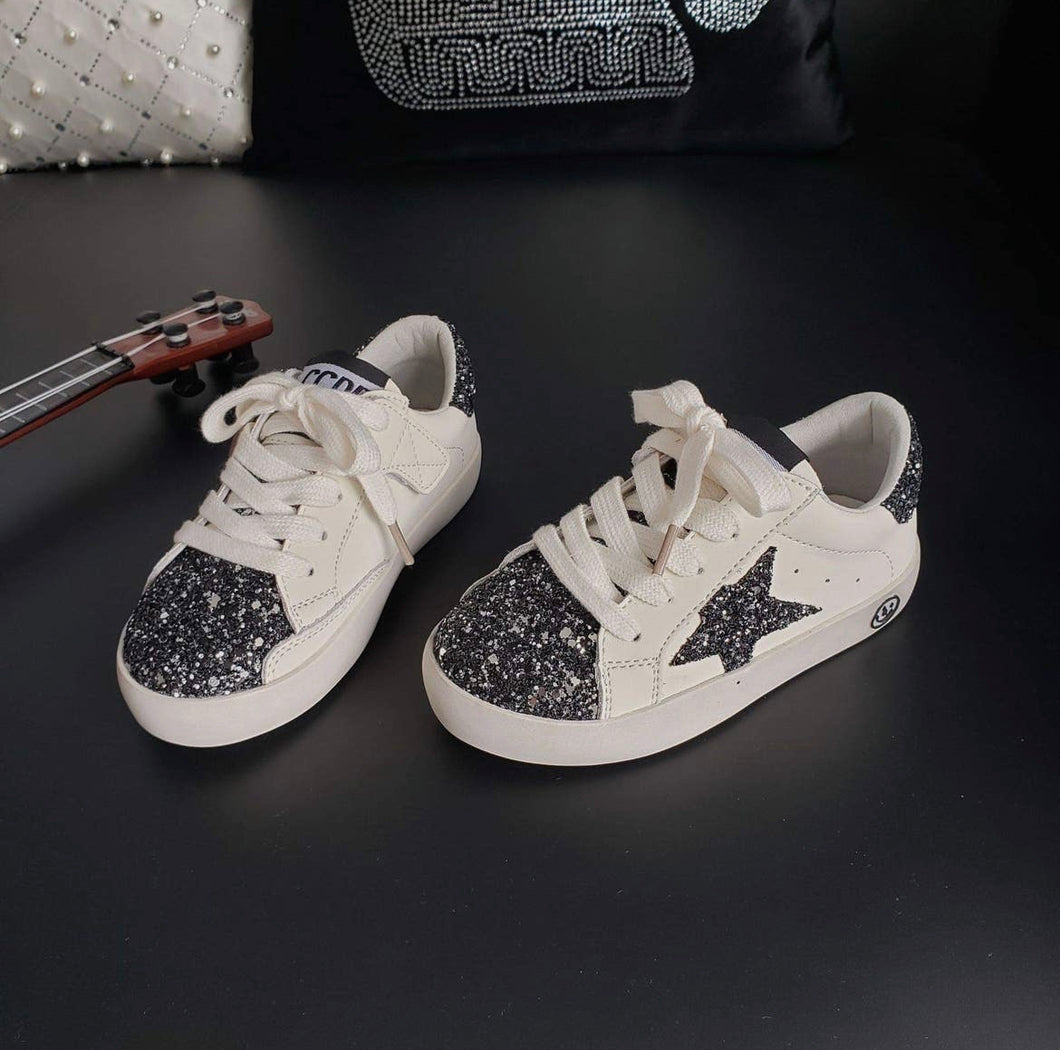 Black Glitter Star Sneakers