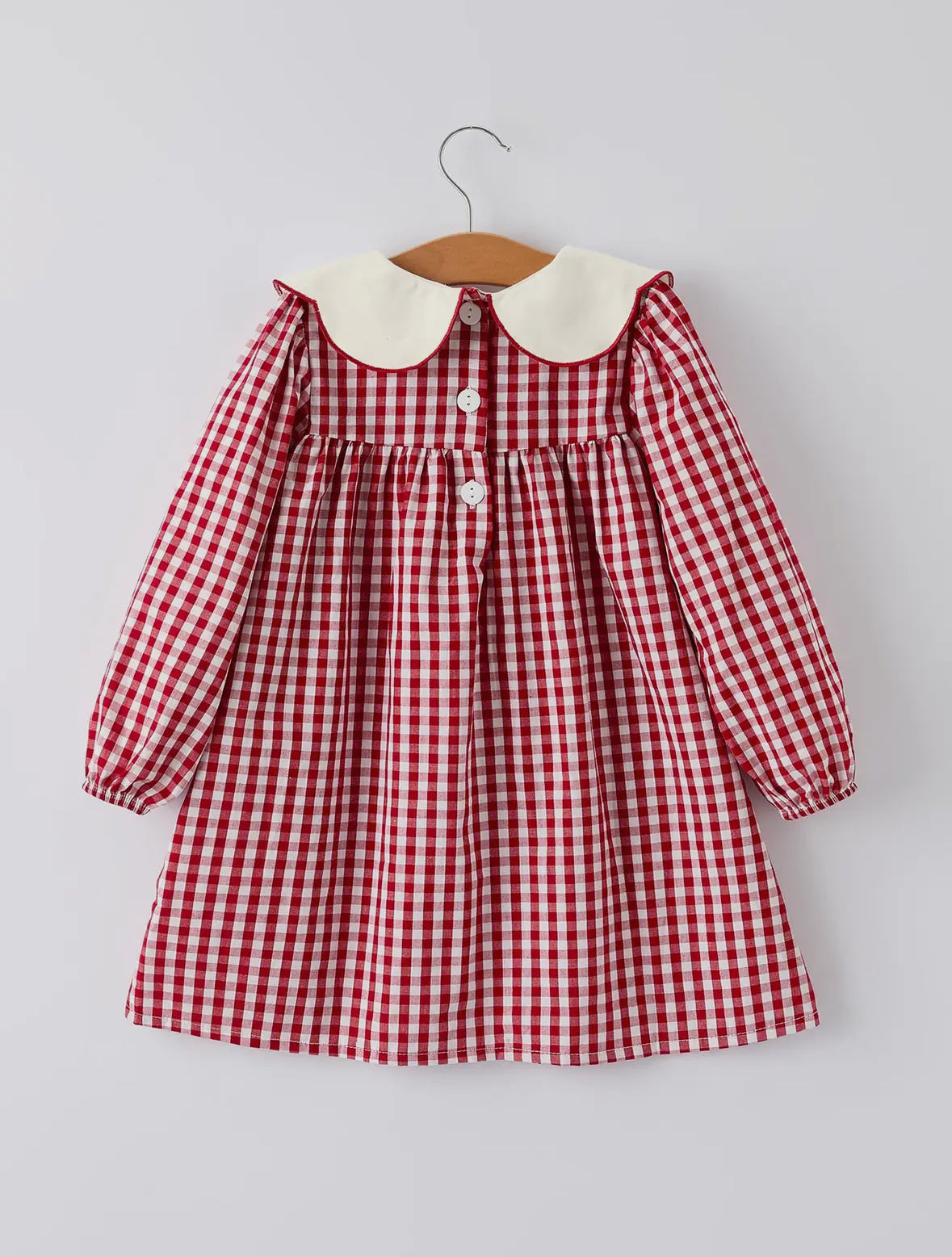 Christmas Tree Embroidered Plaid Dress