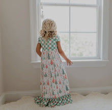 Load image into Gallery viewer, Checkered Tree Ruffle Lounge Play Dress
