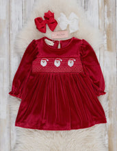 Load image into Gallery viewer, Santa Smocked Velvet Twirl Dress
