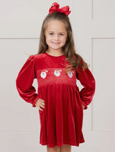 Load image into Gallery viewer, Santa Smocked Velvet Twirl Dress
