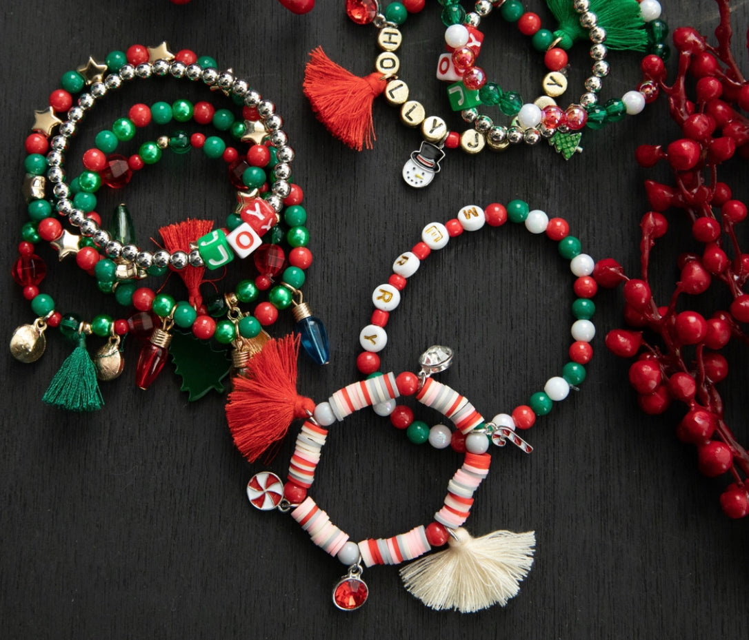 Christmas Joy Milk Bottle Bead Jar