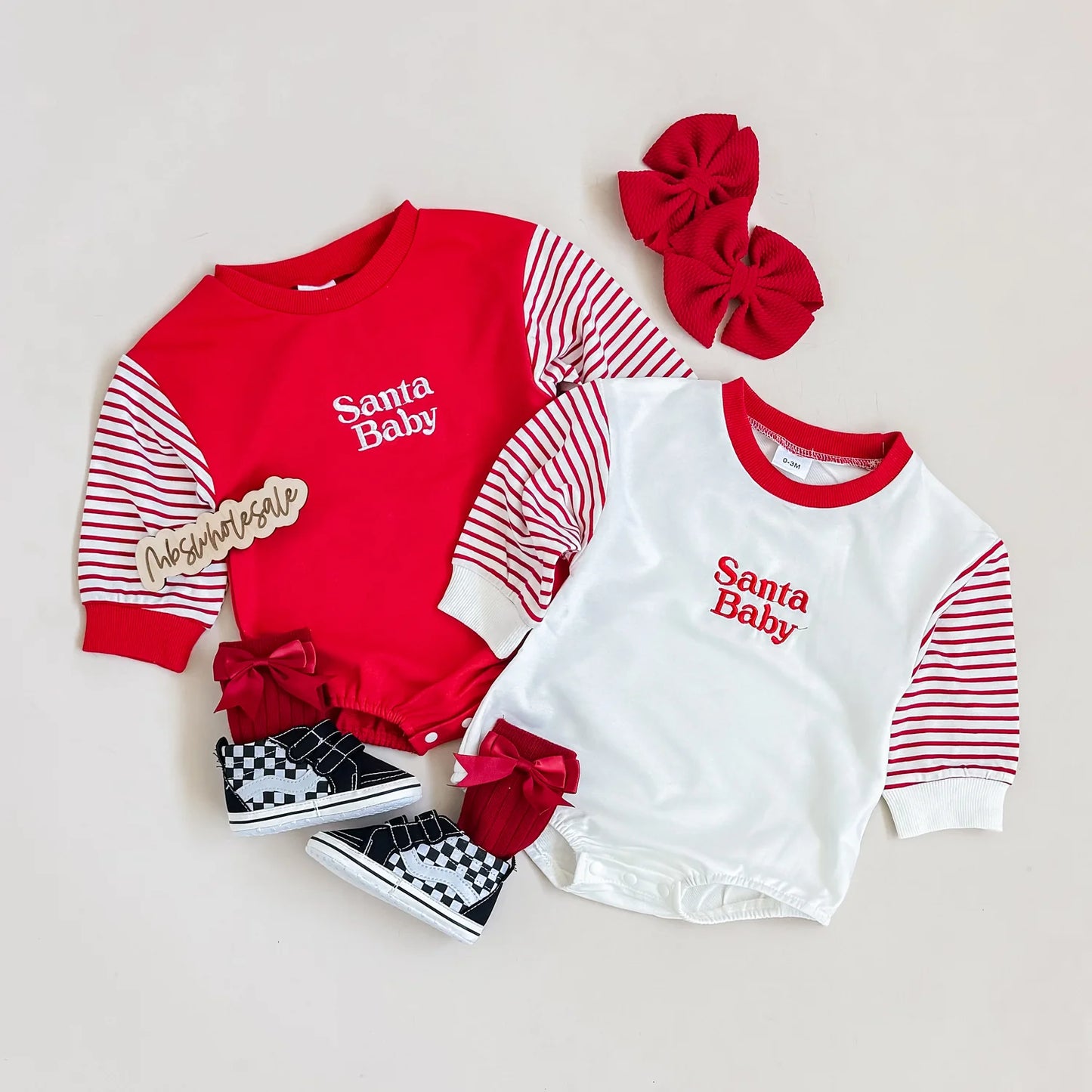 Red Santa Baby Embroidered Bubble