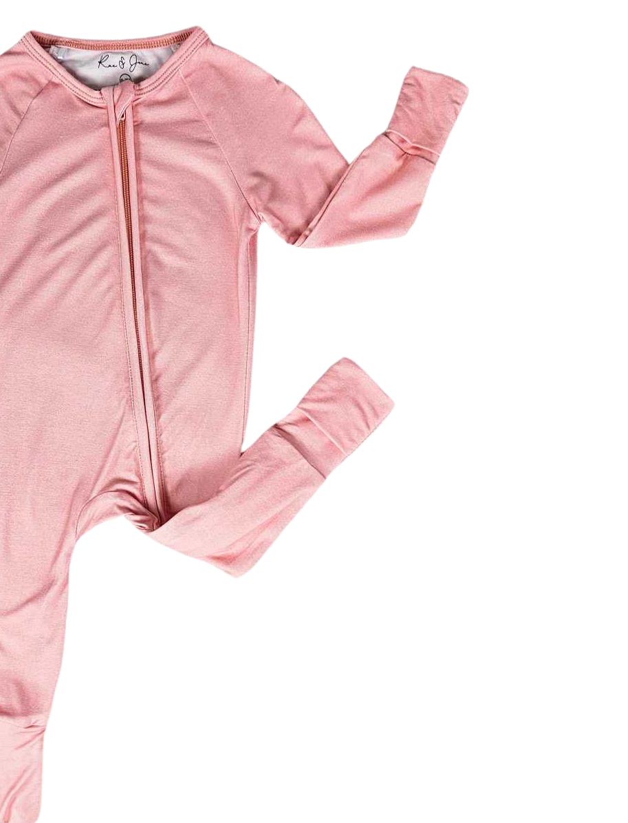 Coral Pink Zip Footie