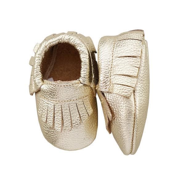 Baby Moccasins - Gold Metallic Leather