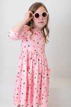 Load image into Gallery viewer, 3/4 Sleeve Pocket Twirl Dress - Dots of Color
