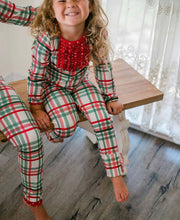 Load image into Gallery viewer, Christmas Plaid Ruffled Buttflap PJ’s
