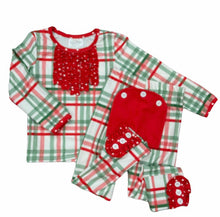 Load image into Gallery viewer, Christmas Plaid Ruffled Buttflap PJ’s
