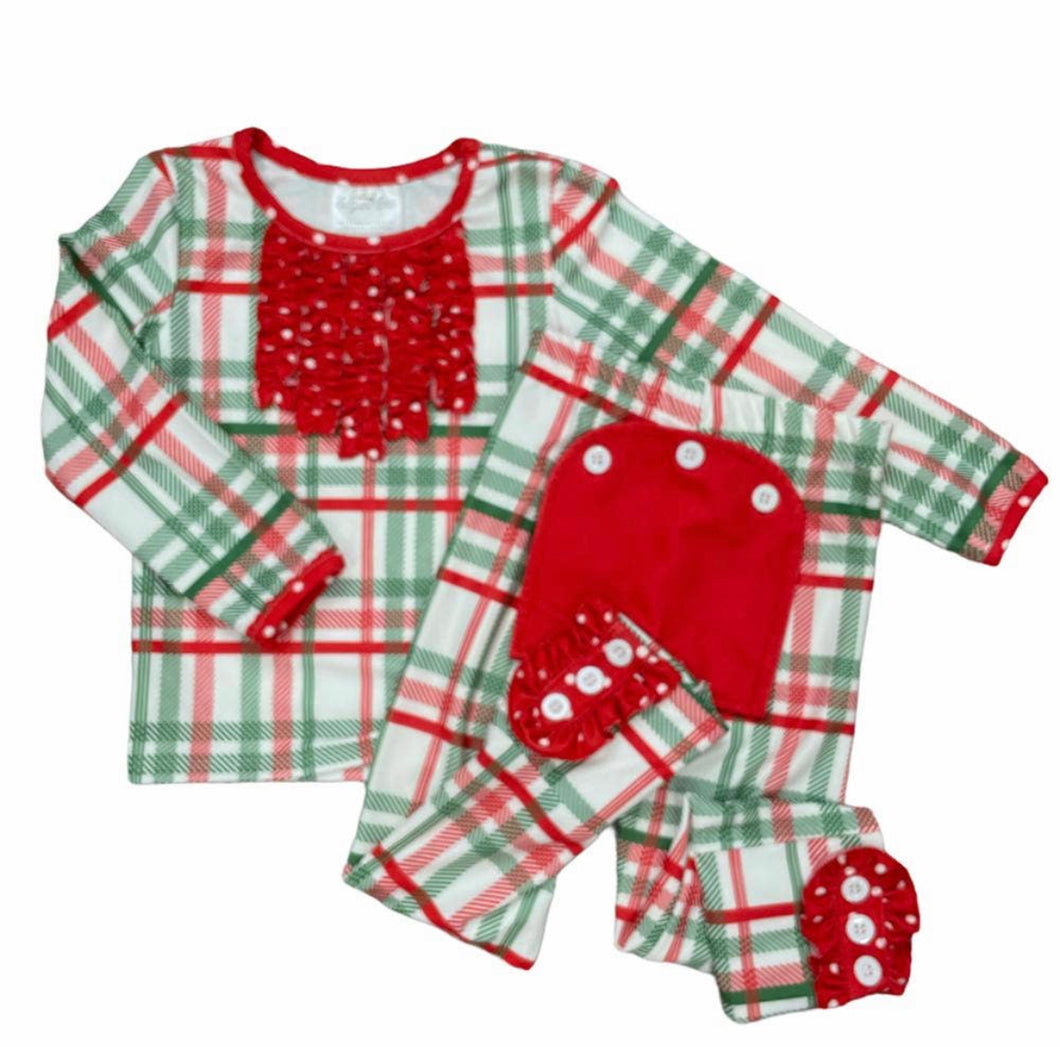 Christmas Plaid Ruffled Buttflap PJ’s