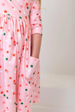 Load image into Gallery viewer, 3/4 Sleeve Pocket Twirl Dress - Dots of Color
